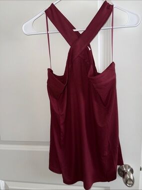 mittoshop Cross-Back Camisole Tank Top in Burgundy